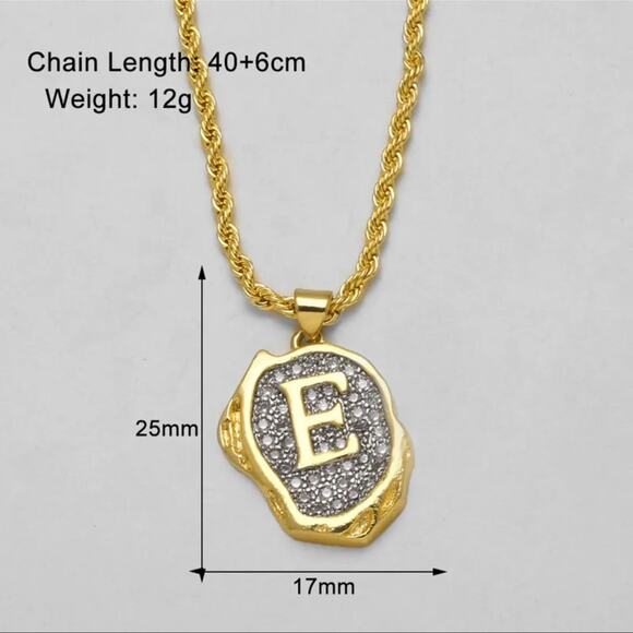 Gold Plated and Silver E Initial Pendant Necklace - Picture 2 of 8